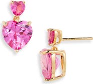 JUDITH LEIBER COUTURE Crystal Heart Drop Earrings
