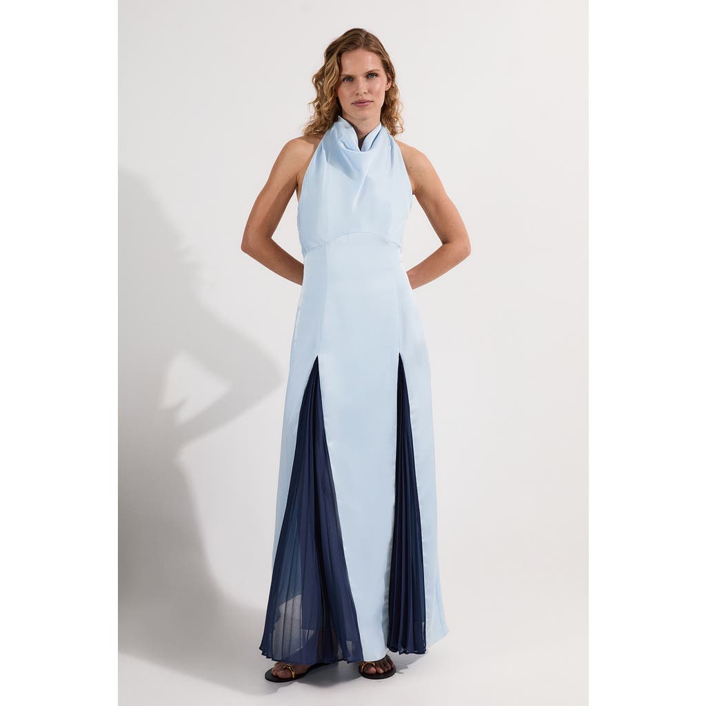 Karen Millen Woven Satin Maxi Dress In Blue