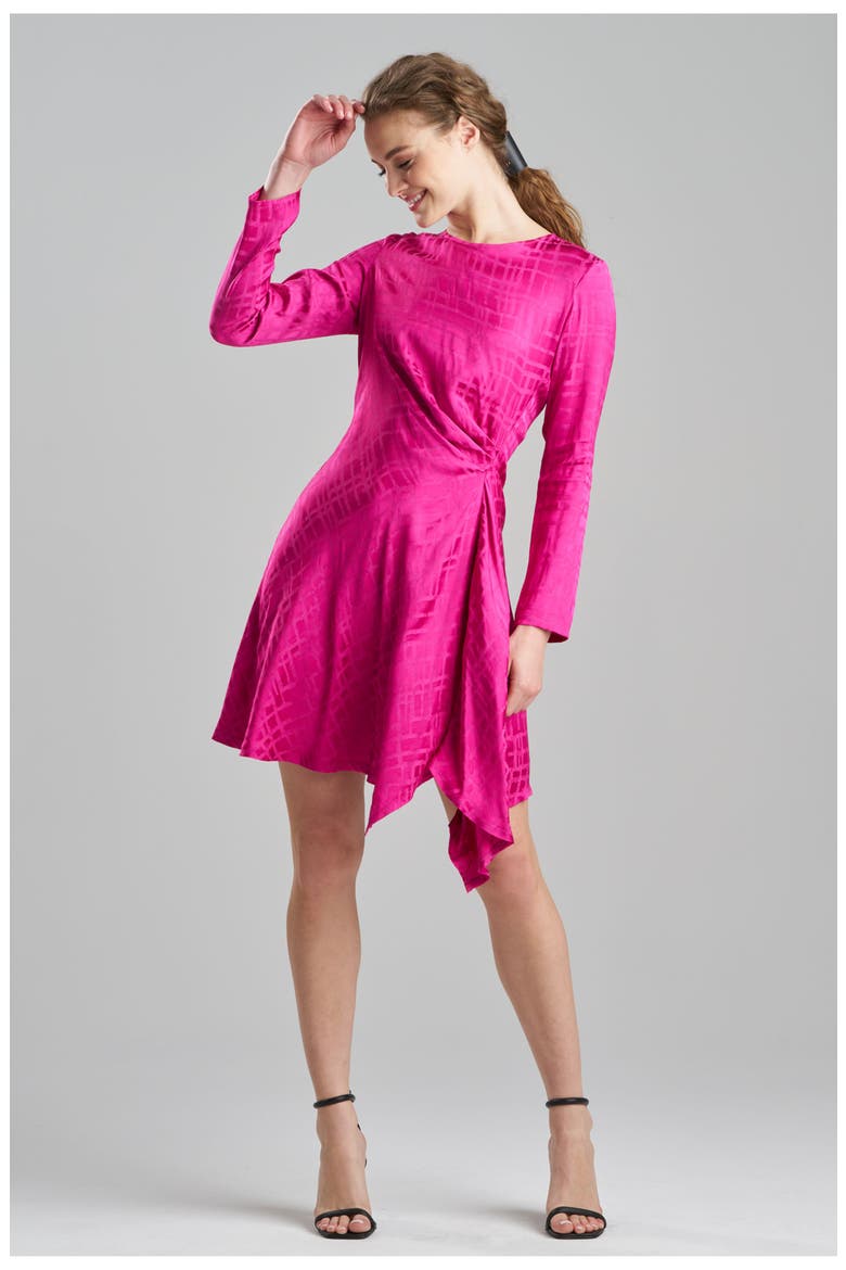 Fluid Geo Jqd Side Draped Dress, Main, color, ROSE PINK