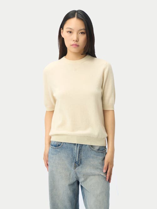 Gobi Mongolian Cashmere Elbow-length Sleeve Cashmere Sweater In White