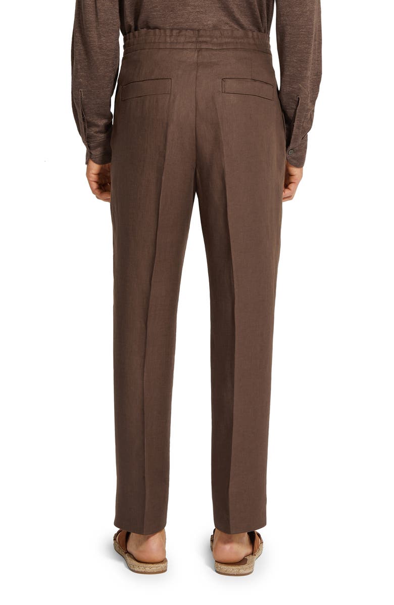 ZEGNA Oasi Linen Drawstring Trousers, Alternate, color, Ferruggine