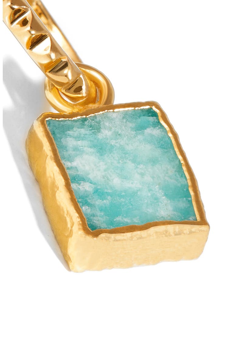 Amazonite Drop Pyramid Huggie Hoop Earrings, Alternate, color, GOLD