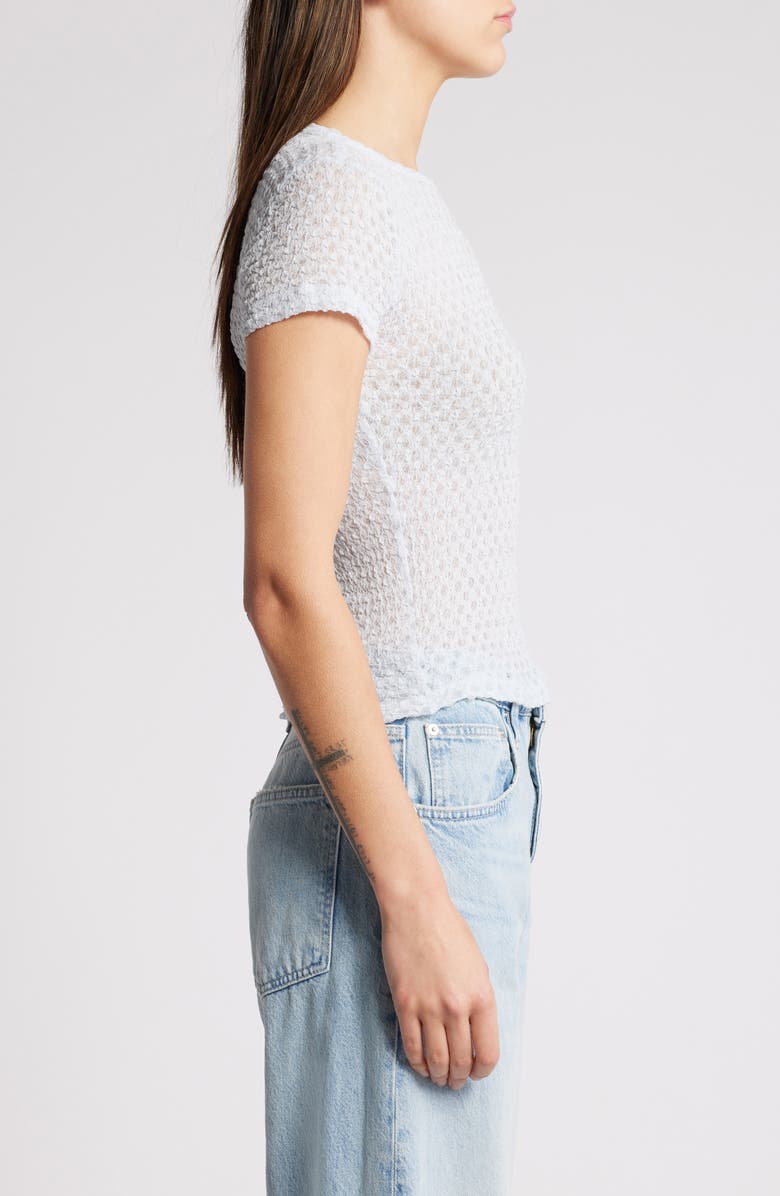 FRAME Textured Semisheer Mesh T-Shirt, Alternate, color, Denim Blue