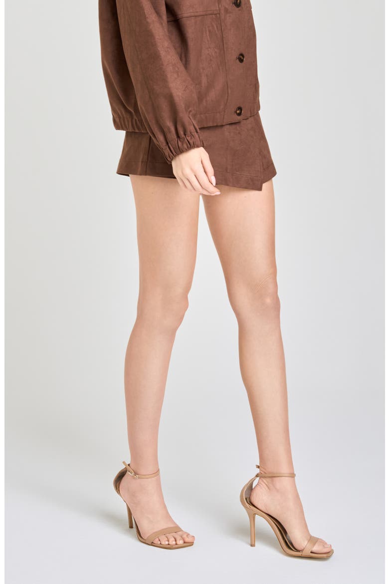 Parker Faux Wrap Skort, Alternate, color, CHOCOLATE