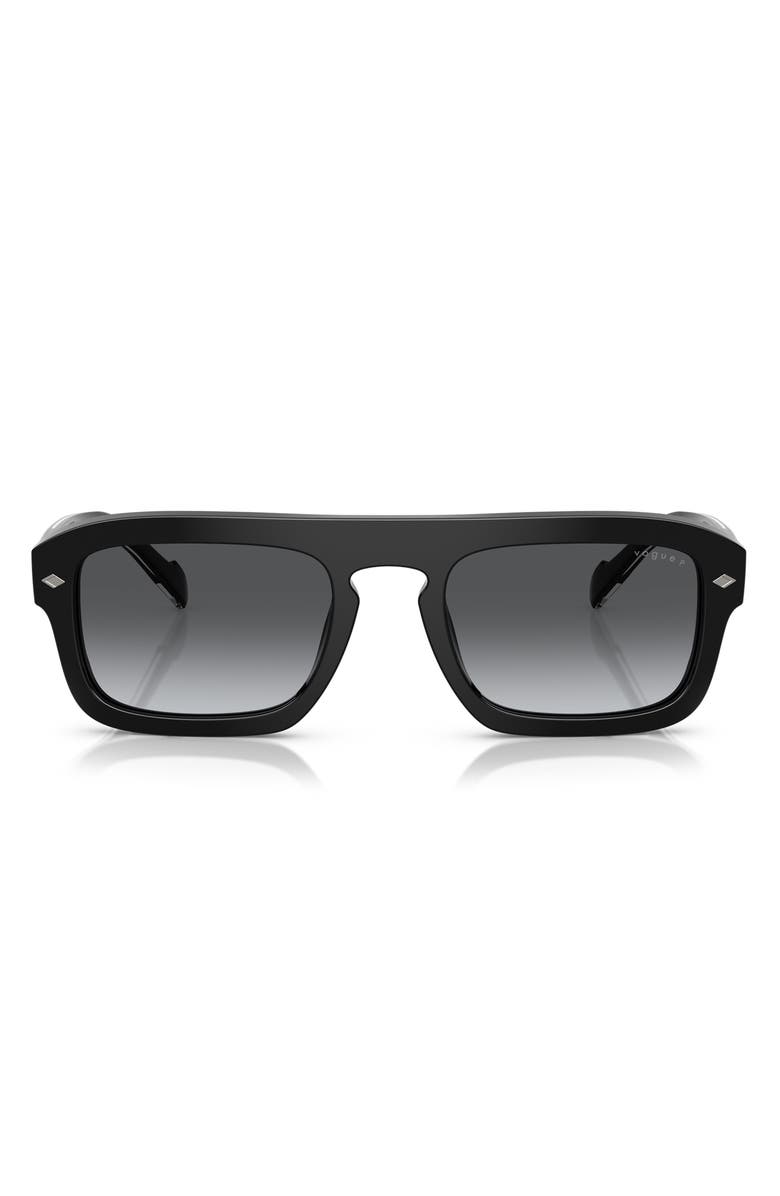 VOGUE 53mm Polarized Irregular Sunglasses, Main, color, Black