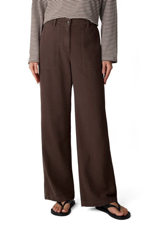 High Waist Wide Leg Full Length Organic Cotton Pants