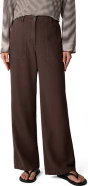 Eileen Fisher High Waist Wide Leg Full Length Organic Cotton Pants