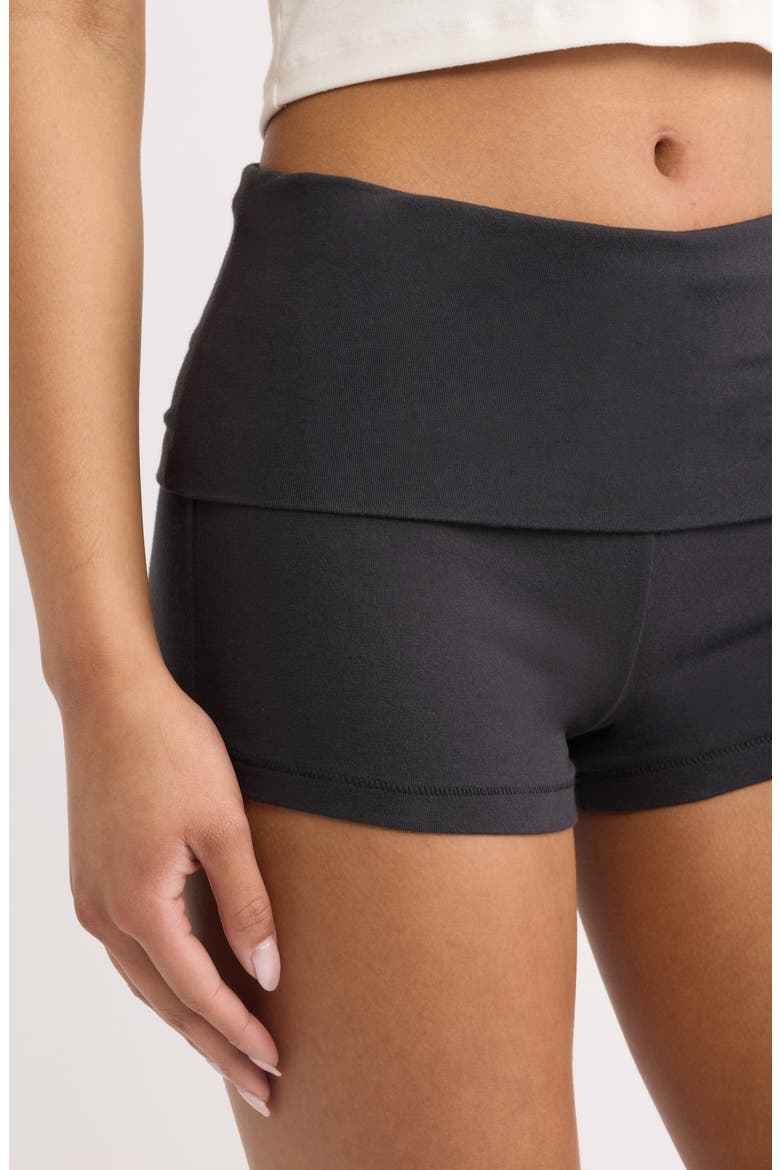 Stretch Cotton Jersey Foldover Shorts, Alternate, color, SOOT