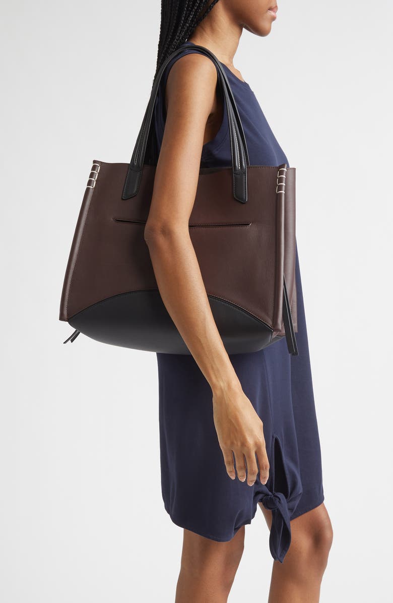 JW Anderson Loafer Leather Tote, Alternate, color, Burgundy/ Black