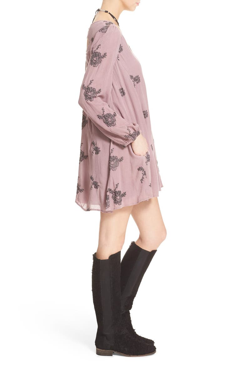 'Emma's' Embroidered Swing Dress, Alternate, color, ELDERBERRY