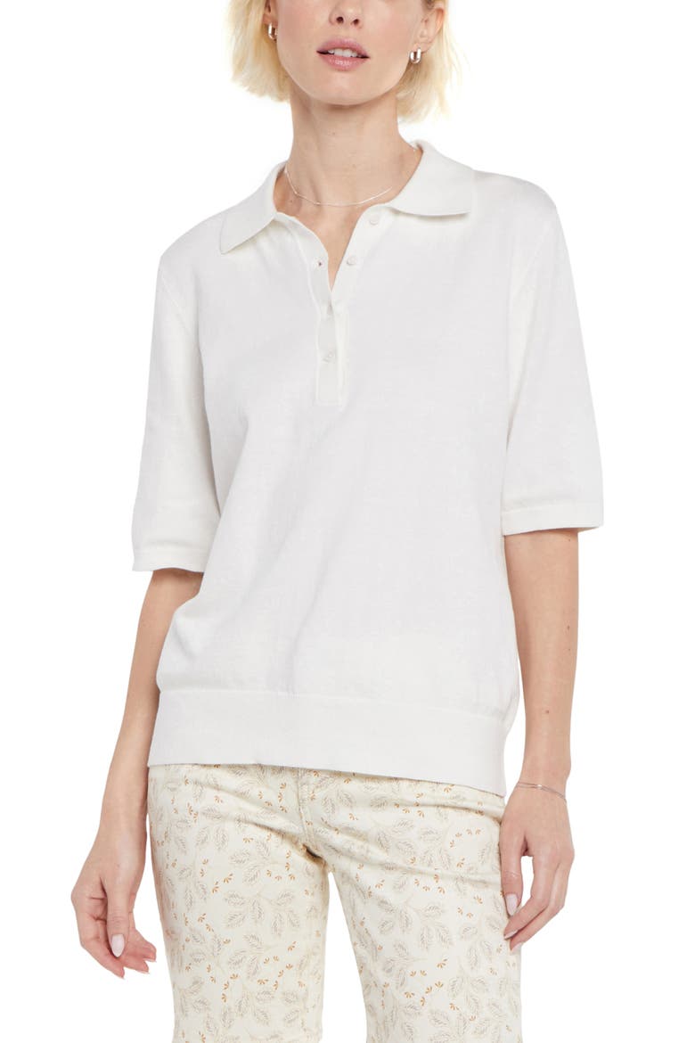 Elbow Sleeve Polo Sweater, Main, color, OPTIC WHITE
