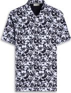 Bugatchi Hendrix Digital Monochromatic Floral Print Pima Cotton Polo