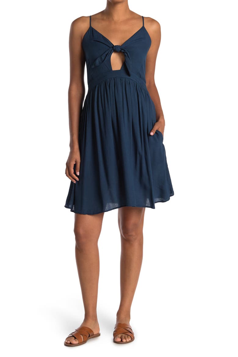 Front Tie Keyhole Cover-Up Dress, Main, color, BLUE