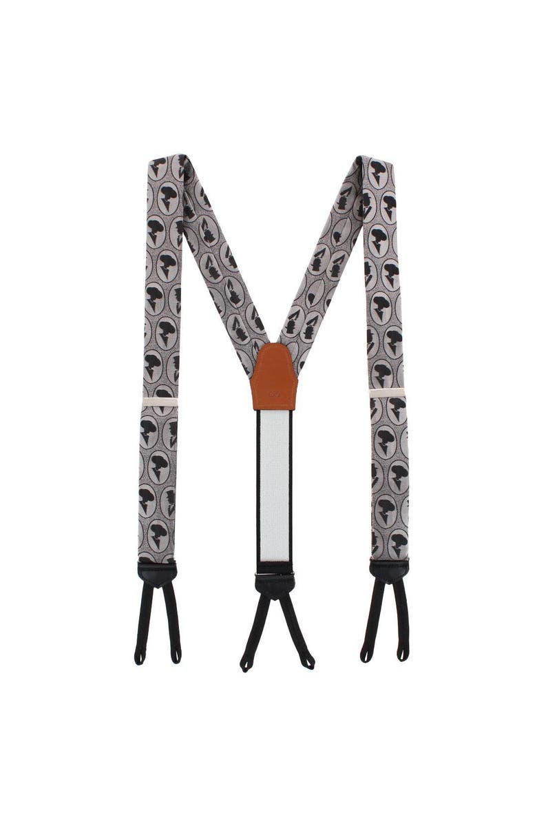 Trafalgar Silhouette Cameo Novelty Silk Formal End Suspenders, Alternate, color, Black