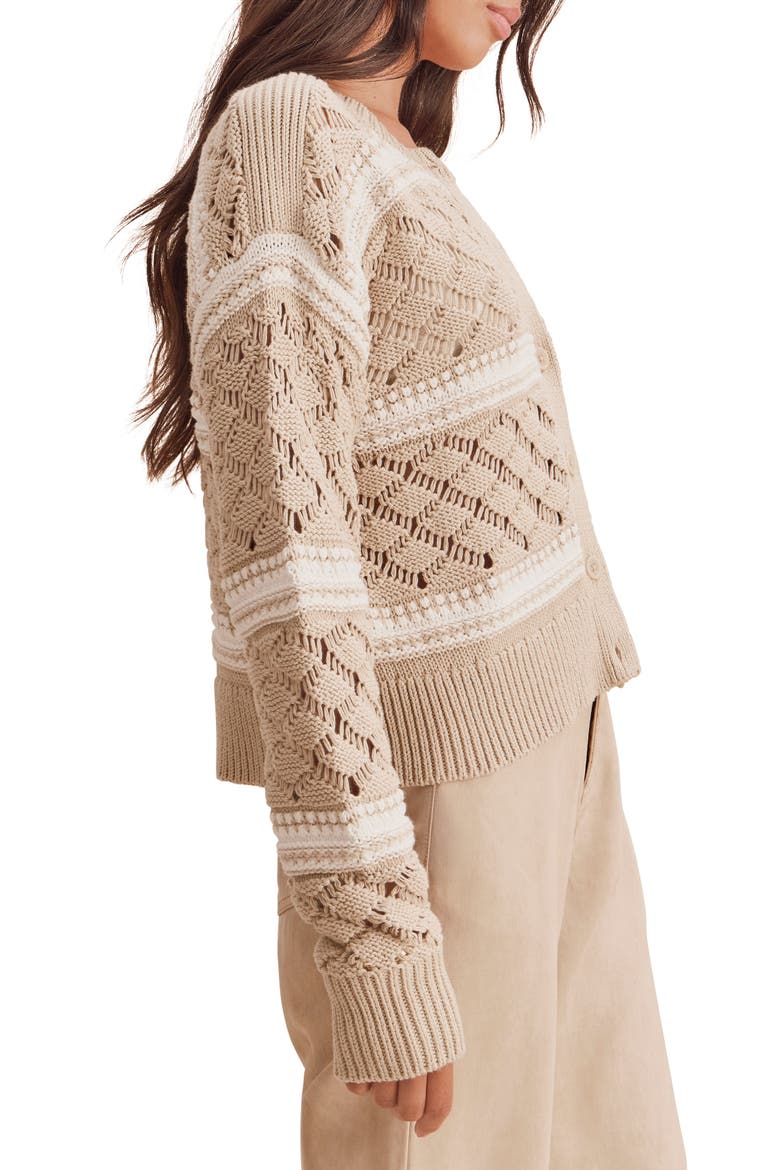 Bennett Cotton Cardigan, Alternate, color, WHEAT BEIGE/ SHELL
