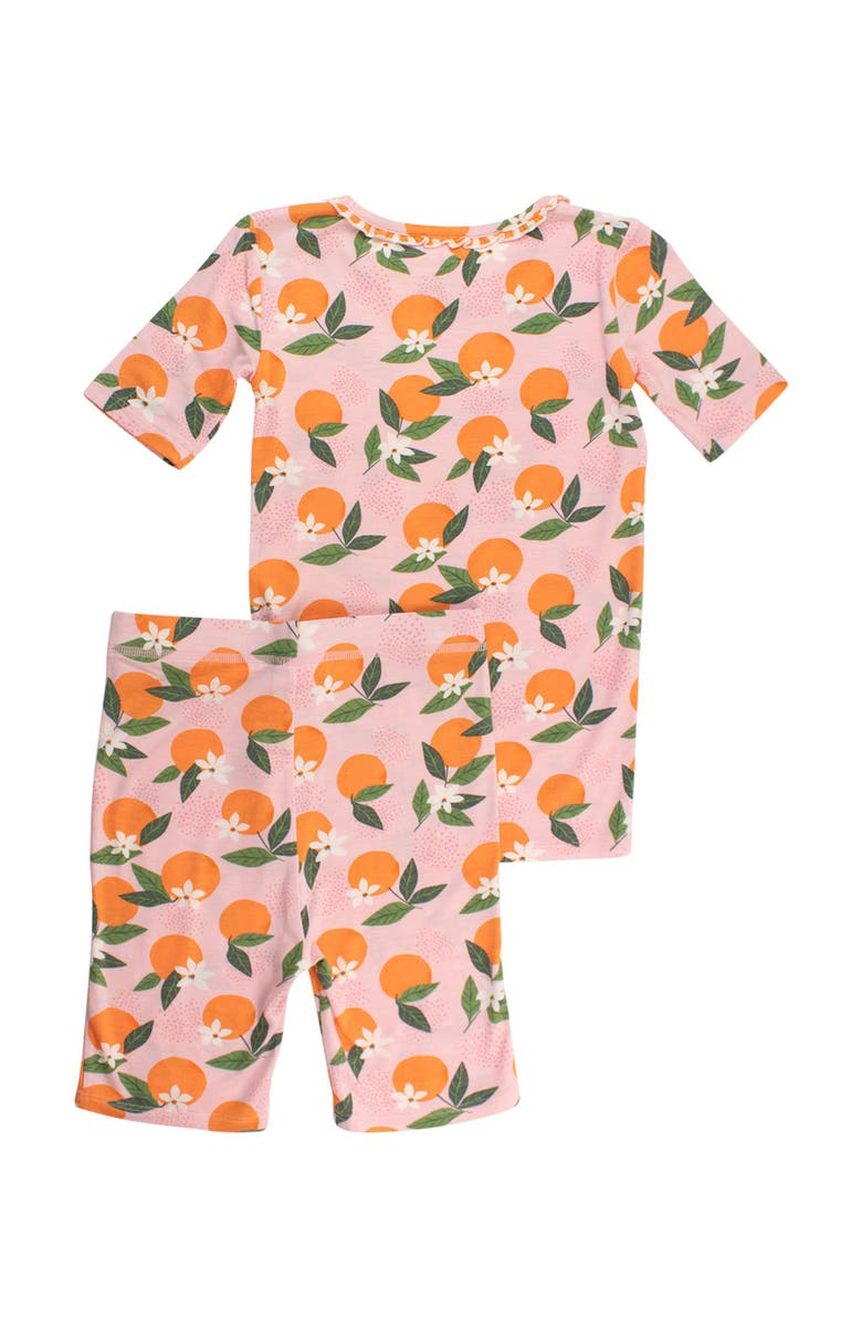 RuffleButts SoftSnooze Ruffle Short Sleeve Pajama Set, Alternate, color, Orange You The Sweetest