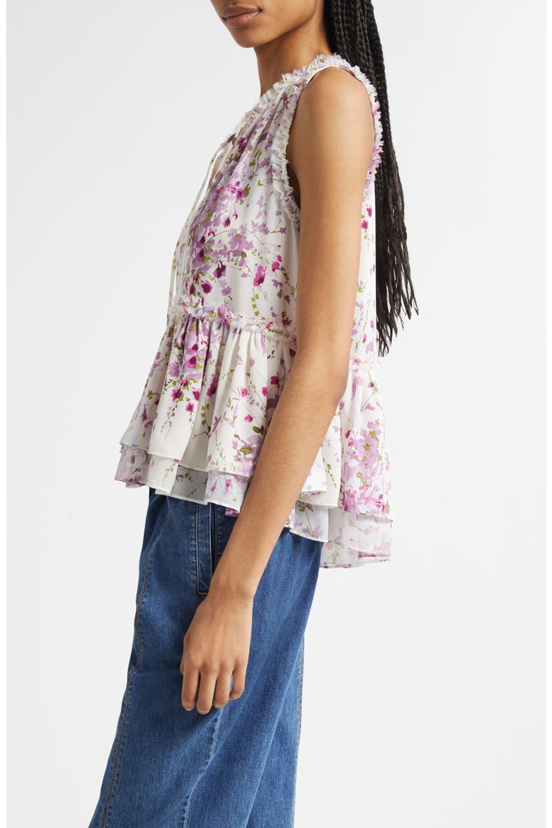 Midsummer Bloom Messina Sleeveless Peplum Top, Alternate, color, IVORY MULTI