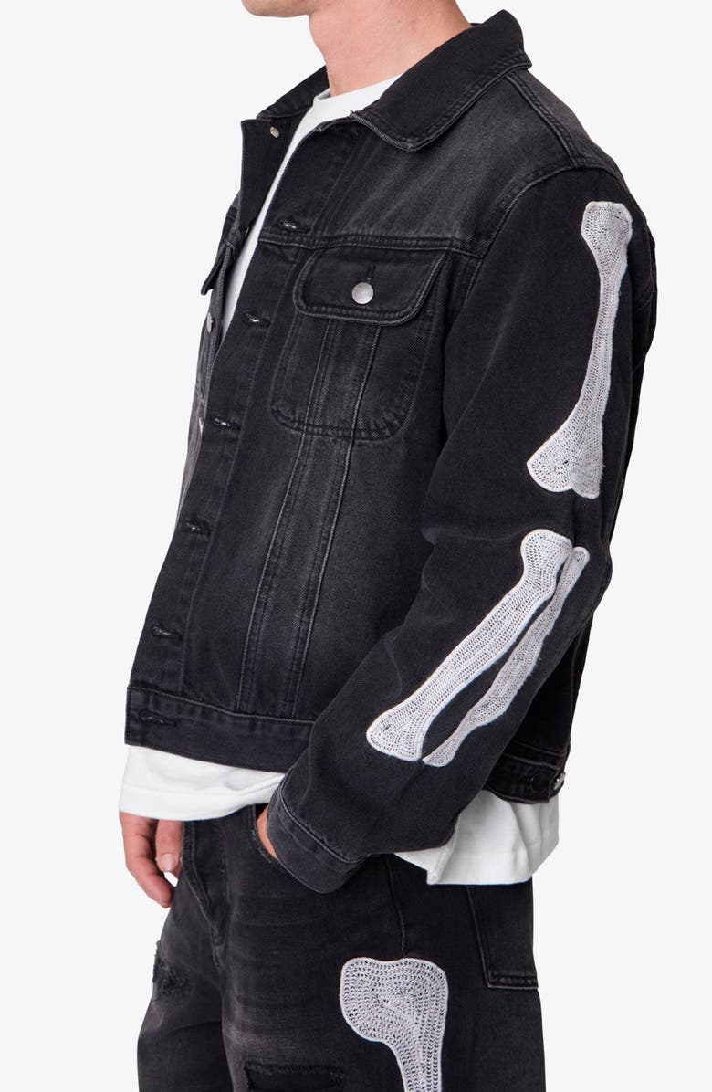 mnml Skeleton Denim Trucker Jacket, Alternate, color, 