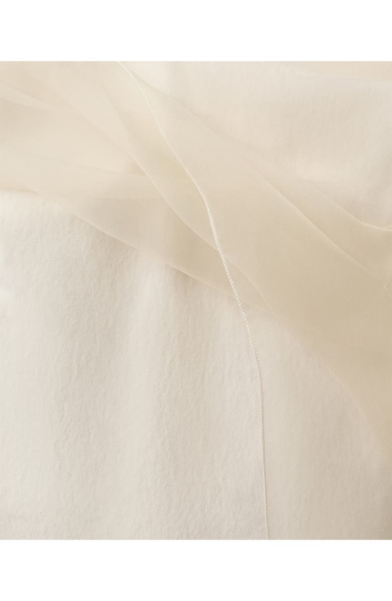 MANGO Strapless Mixed Media Chiffon Dress, Alternate, color, Ecru