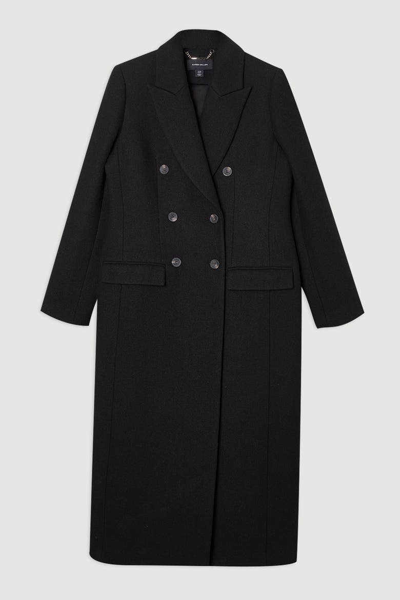 Double Breasted Tailored Midi Coat, Alternate, color, Black