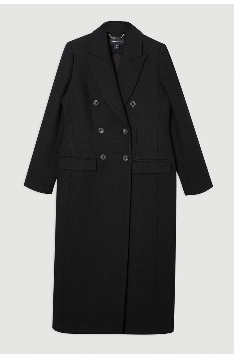 Karen Millen Wool Double Breasted Tailored Midi Coat, Alternate, color, Black