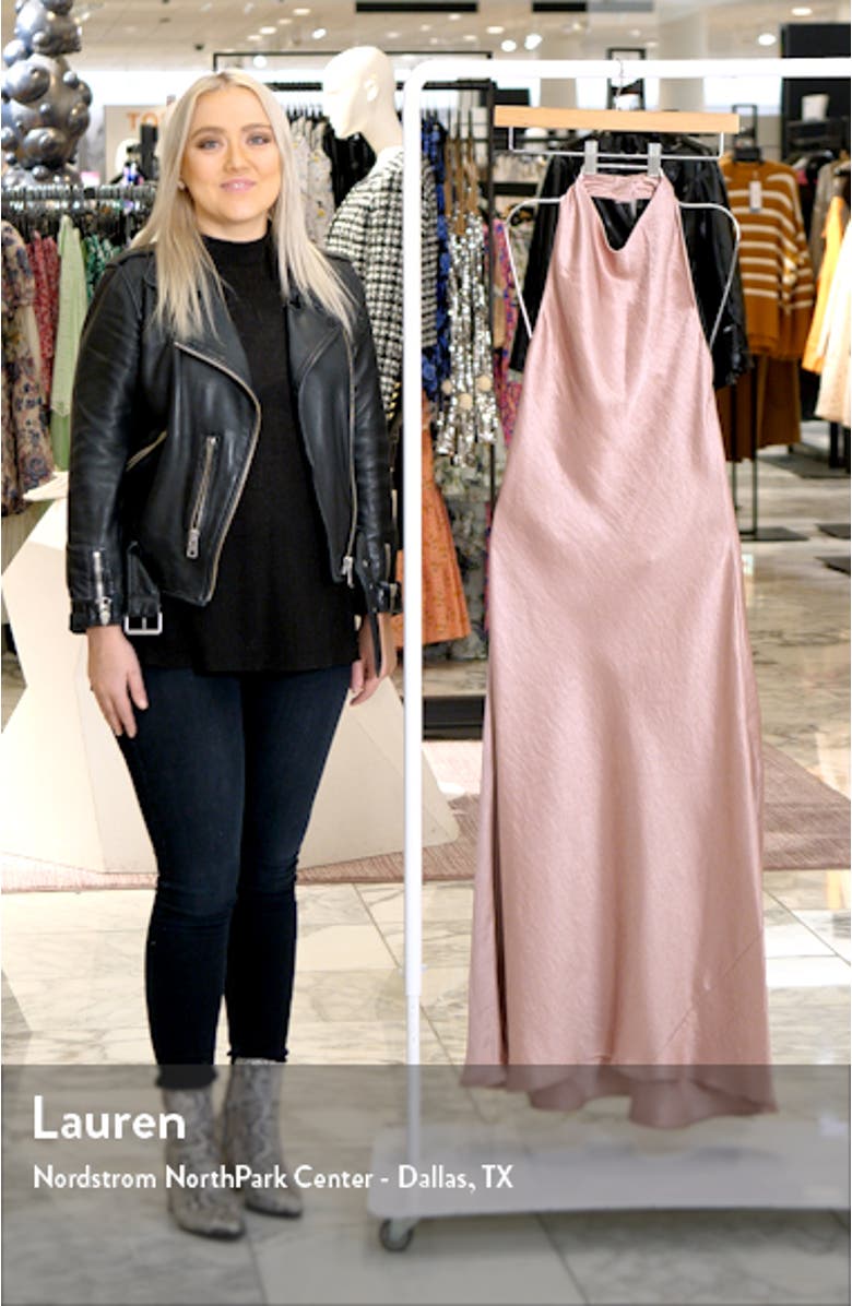 Cowl Halter Neck Satin Slipdress, sales video thumbnail