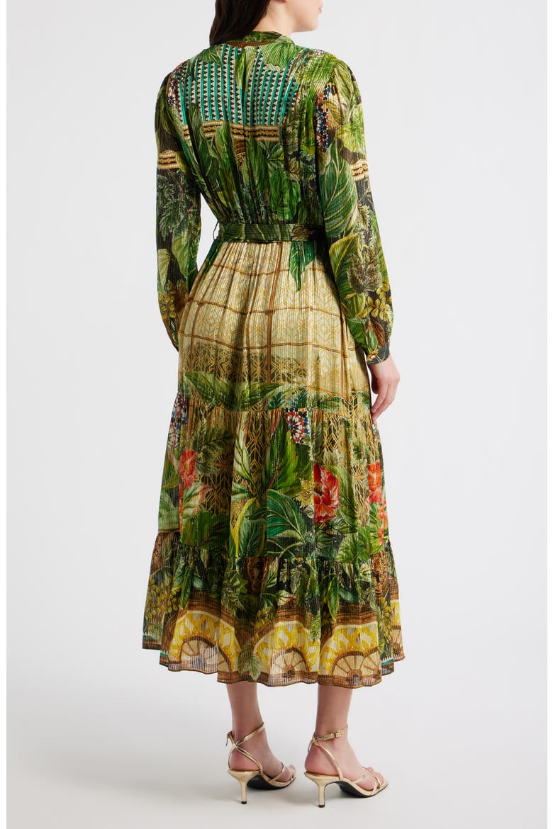 The Liliou Metallic Floral Print Long Sleeve Dress, Alternate, color, ATRIUM GARDEN PRINT