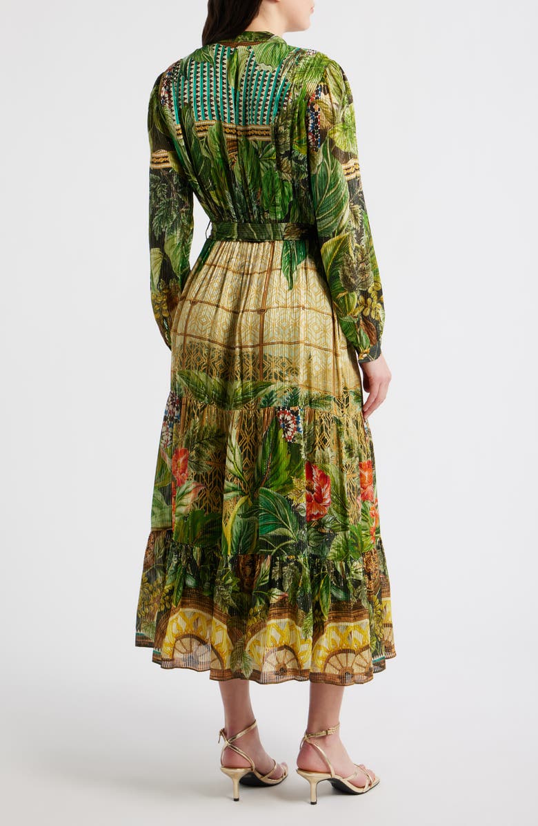 Elie Tahari The Liliou Metallic Floral Print Long Sleeve Dress, Alternate, color, Atrium Garden Print