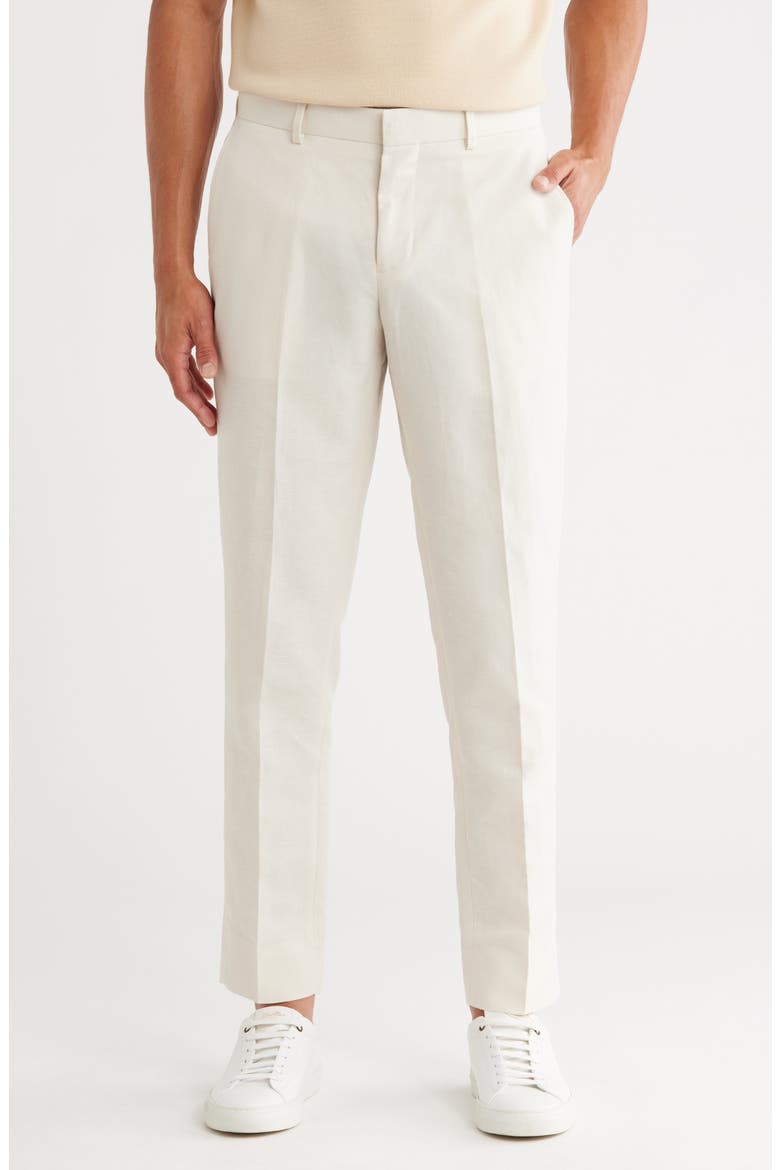 Linen Blend Pants, Main, color, IVORY DOVE