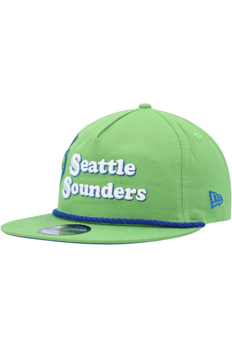 Men's New Era Rave Green Seattle Sounders FC Heritage The Golfer Snapback Hat, Alternate, color, Green