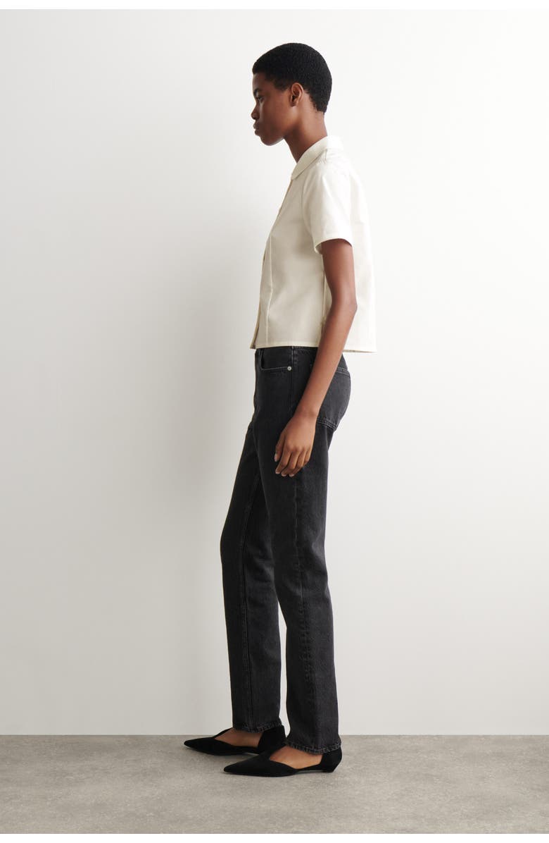 COS Curved-Collar Cotton Poplin Shirt, Alternate, color, White