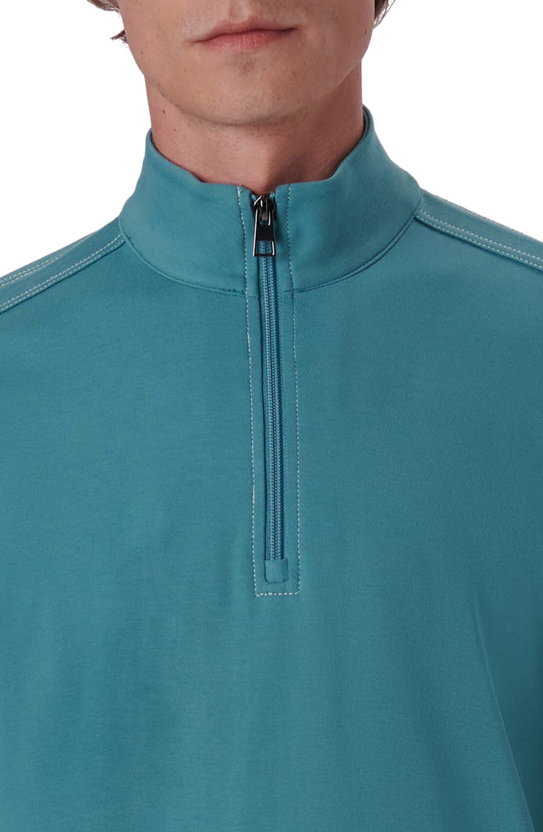 Bugatchi Quarter Zip Knit Pullover, Alternate, color, Peacock