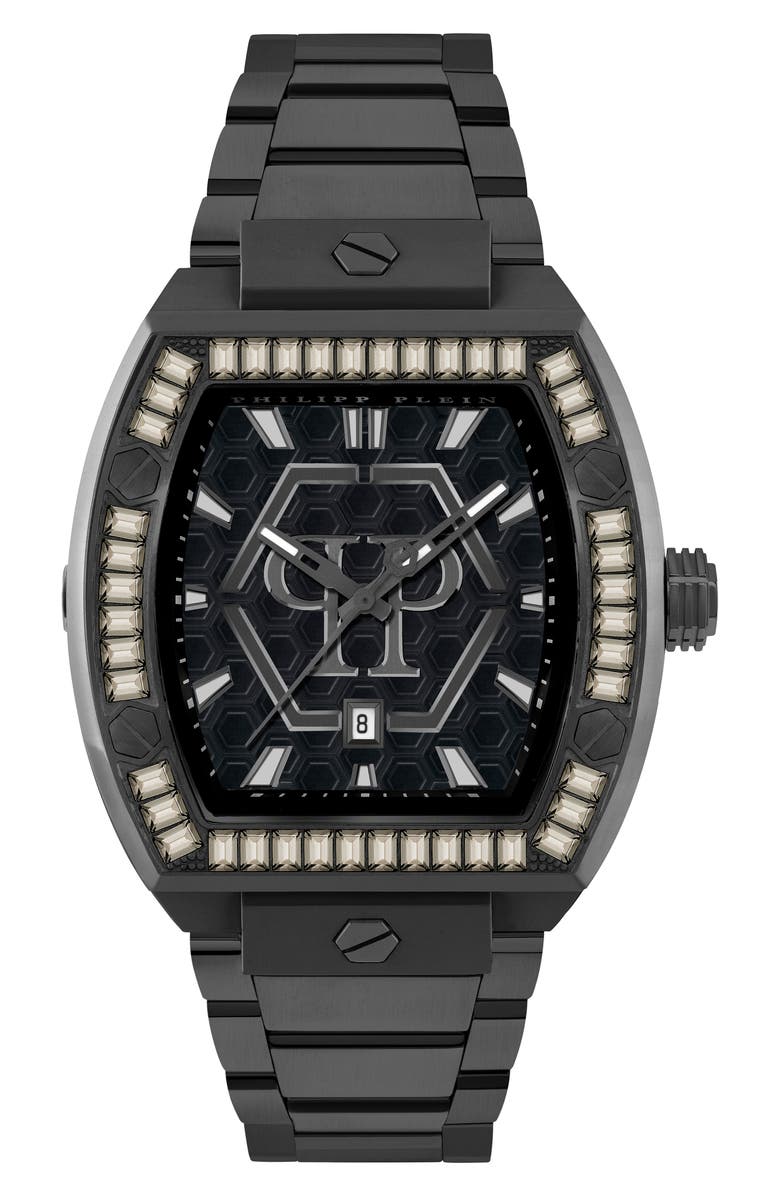 PHILIPP PLEIN The Hexagon Phantom Crystal Bezel Bracelet Watch, 44mm x 56.2mm, Main, color,