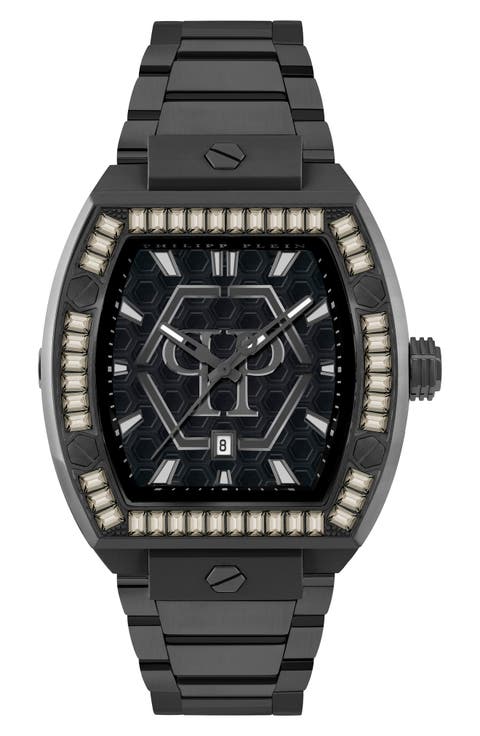 The Hexagon Phantom Crystal Bezel Bracelet Watch, 44mm x 56.2mm