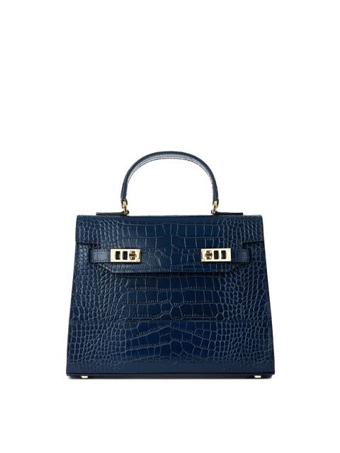 Kim Croco 11" Embossed Leather Top Handle Bag