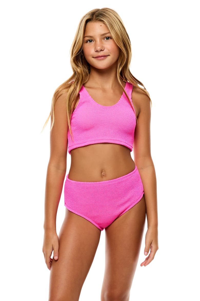 Kids' Textured Two-Piece Swimsuit, Alternate, color, SHY PINK