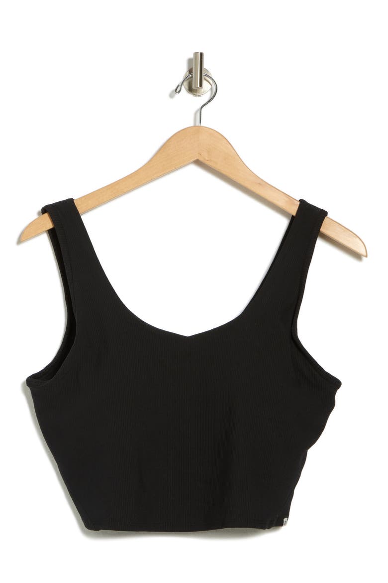 Cate Ribbed Longline Sports Bra, Alternate, color, BLACK