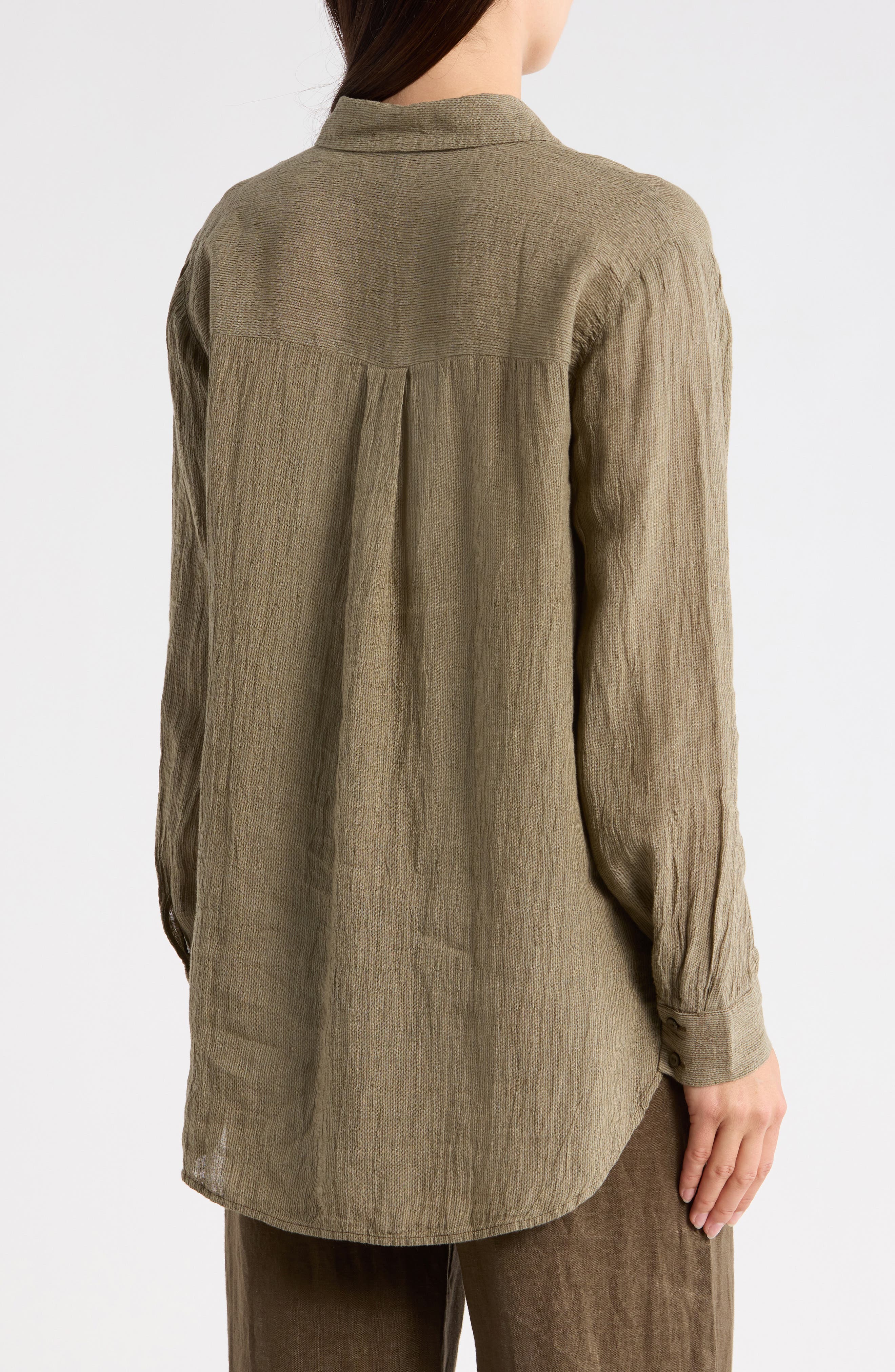 Classic Collar Oversize Organic Linen Button-Up Shirt - image 2
