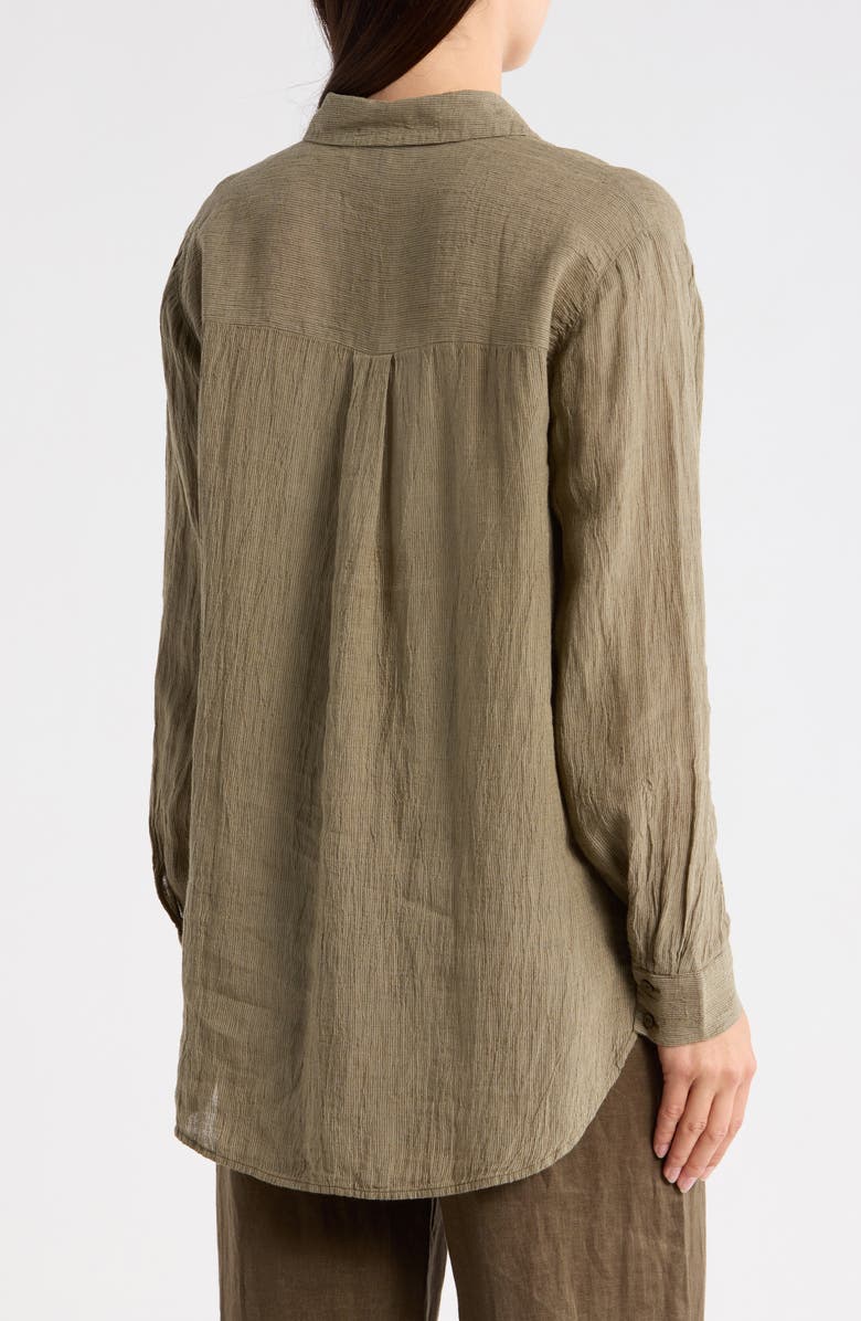 Eileen Fisher Classic Collar Oversize Organic Linen Button-Up Shirt, Alternate, color, Branch