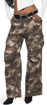Princess Polly Mischief Camo Low Rise Wide Leg Cargo Pants