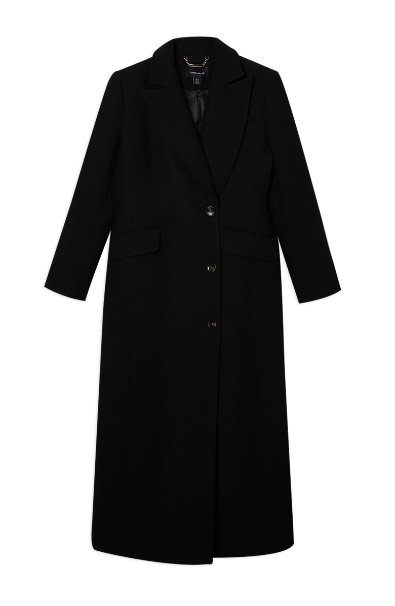 Karen Millen Wool Blend Tailored Fitted Maxi Coat, Alternate, color, Black