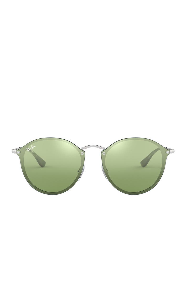 Ray-Ban 59mm Blaze Round Mirrored Sunglasses, Alternate, color, Green Mir