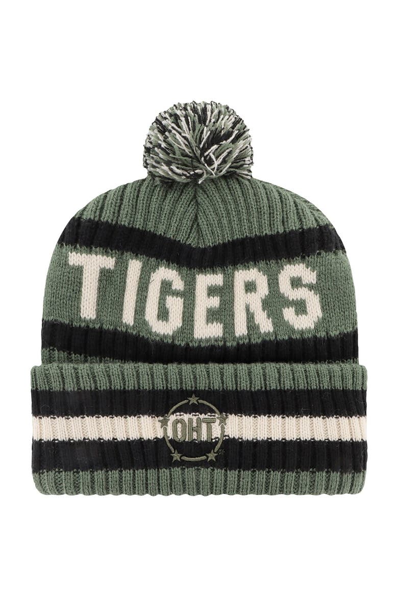 Men's '47 Green Auburn Tigers OHT Military Appreciation Bering Cuffed Knit Hat with Pom, Alternate, color, Green