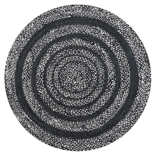 Jonathan Y Abyss Braided Bohemian Coastal Round Jute Round Area Rug In Black/white