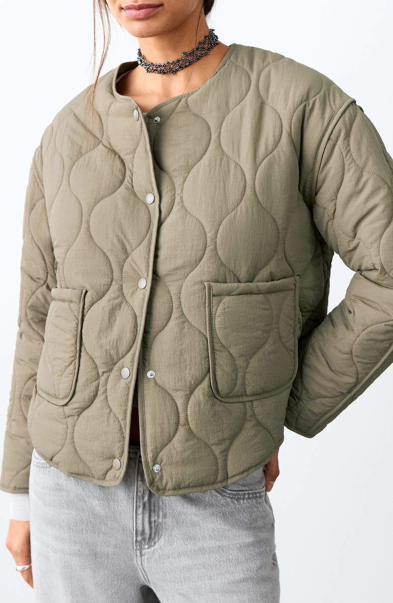 MANGO TEEN Boxy Puffer Jacket, Main, color, Khaki Green