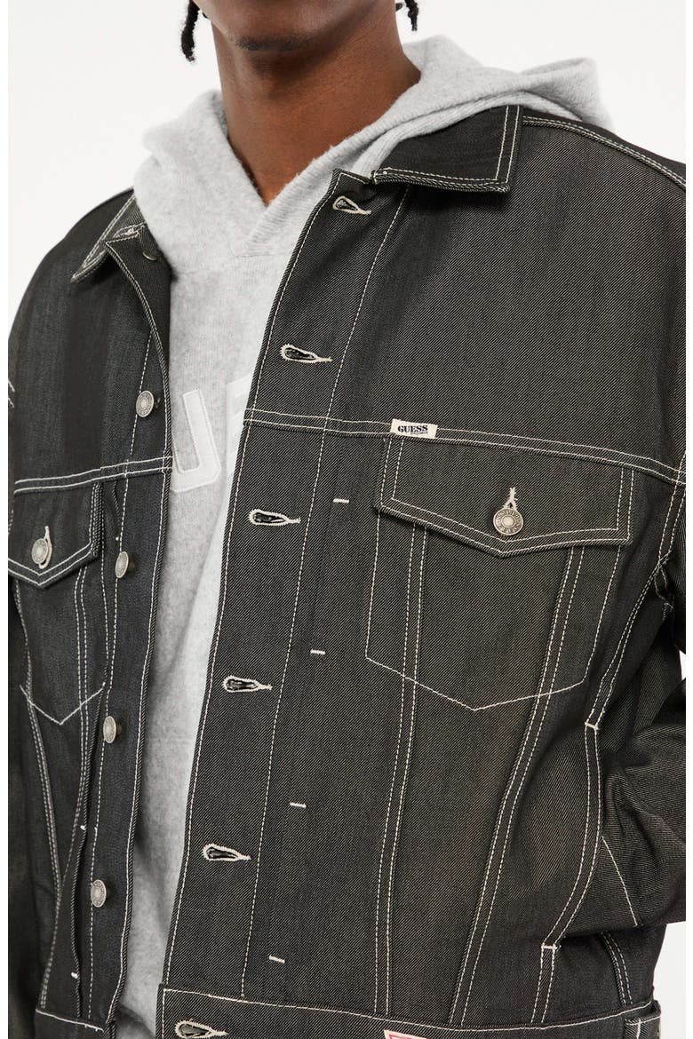 Go Metallic Denim Trucker Jacket, Alternate, color, GREY