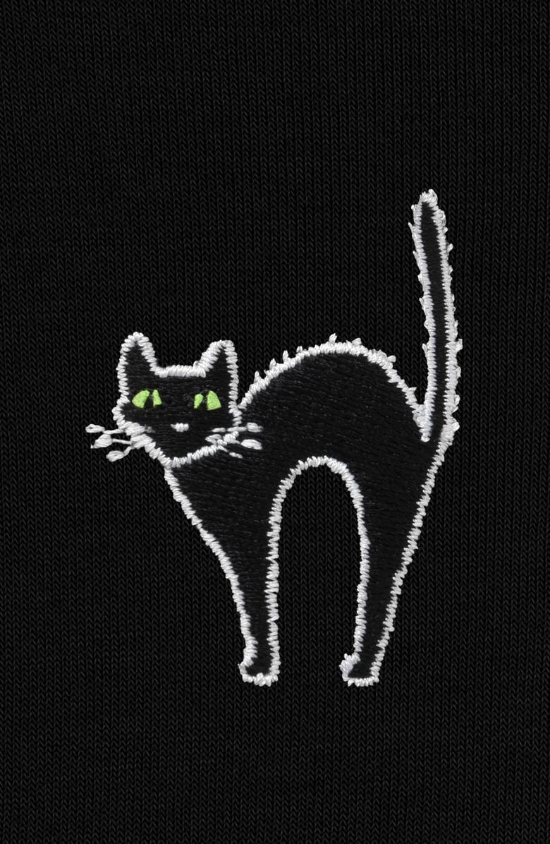 Dalix Black Cat Cropped Fleece Hoodie, Alternate, color, Black