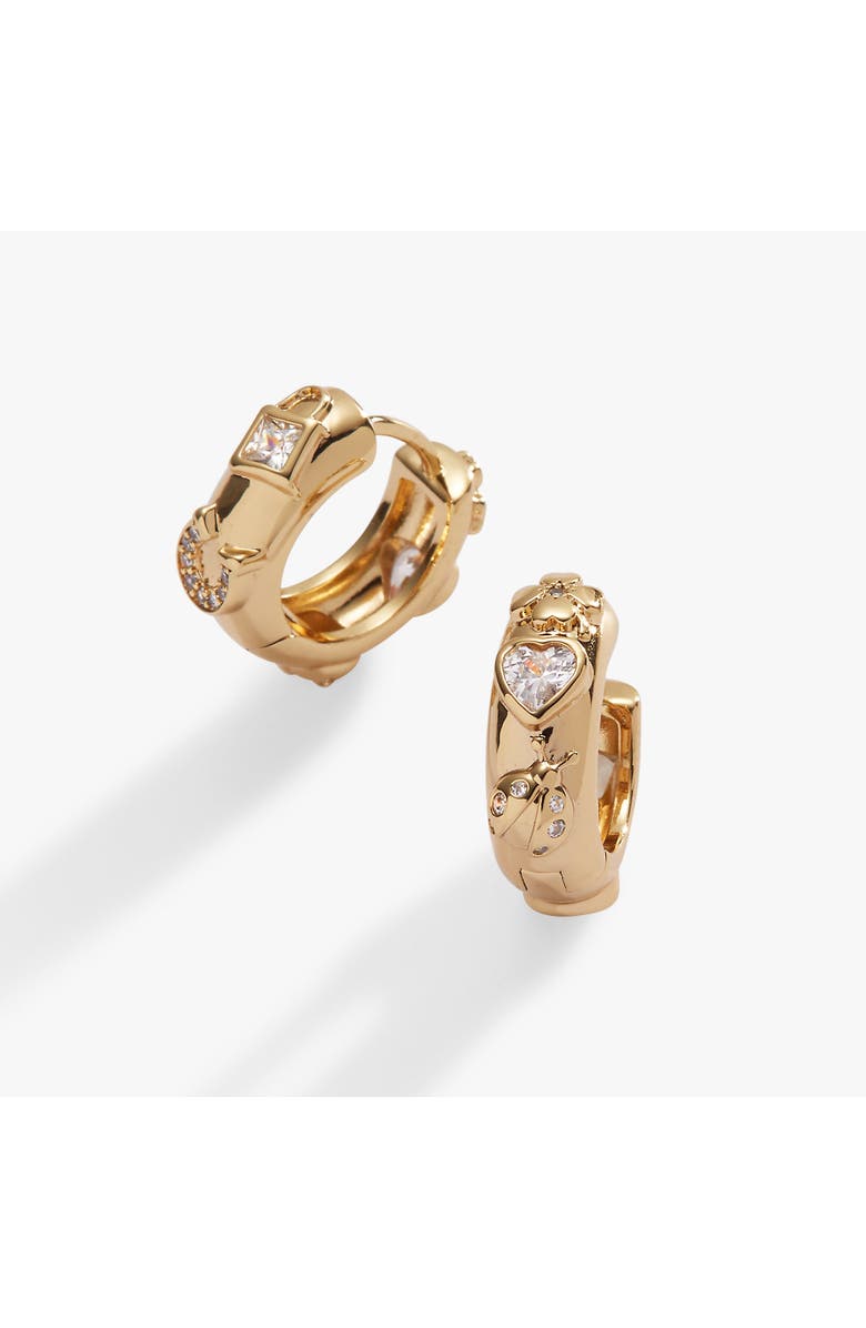 Alex and Ani Love Luck Huggie Earrings, Main, color, Gold