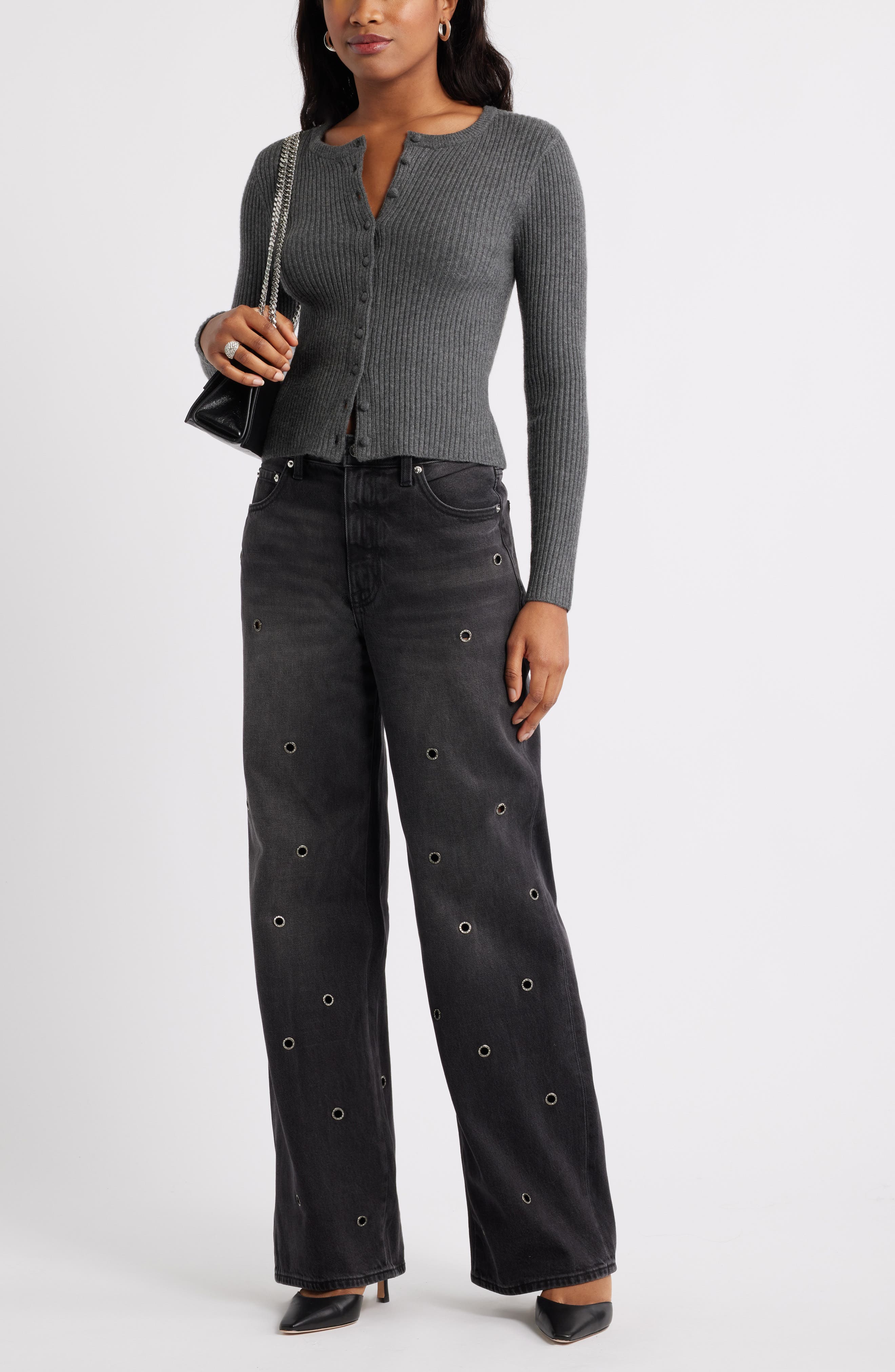 Ribbed Crewneck Cardigan - image 4
