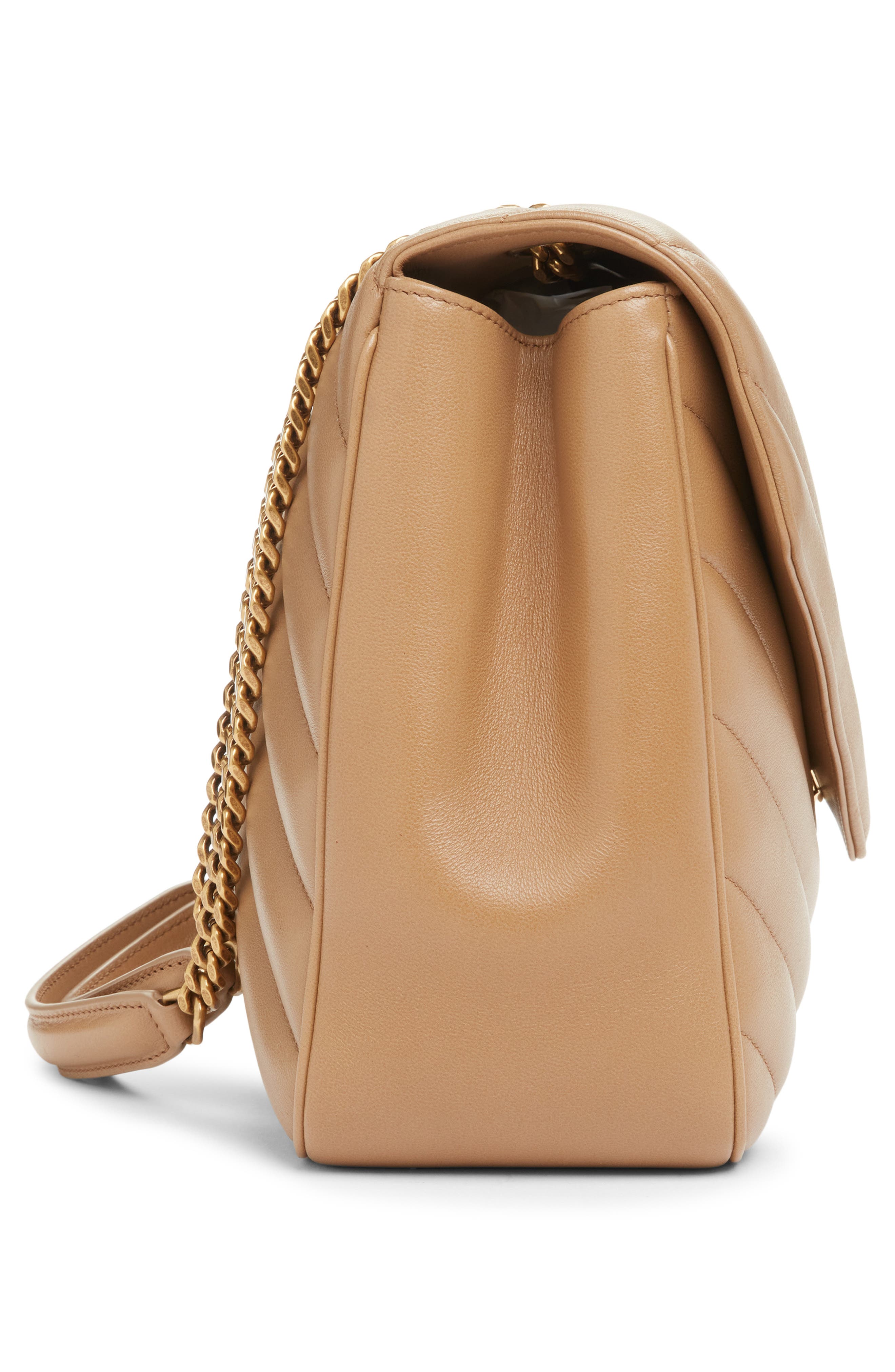 Saint Laurent Large Loulou Quilted Leather Shoulder Bag, Alternate, color, Natural Tan
